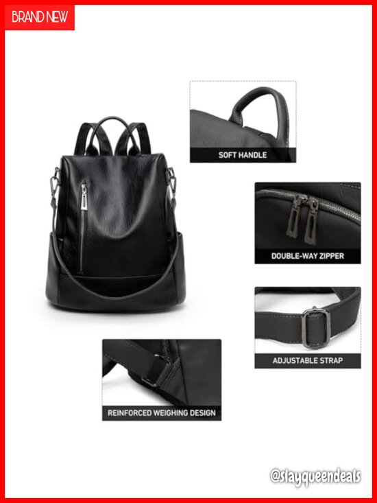 Women\'s Anti-theft PU Leather Backpack - Water-resistant Rucksack with main image 4